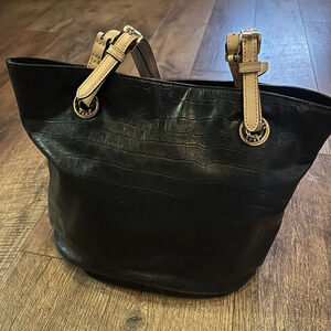 Women's Michael Kors Black Croc-Embossed Tote Bag